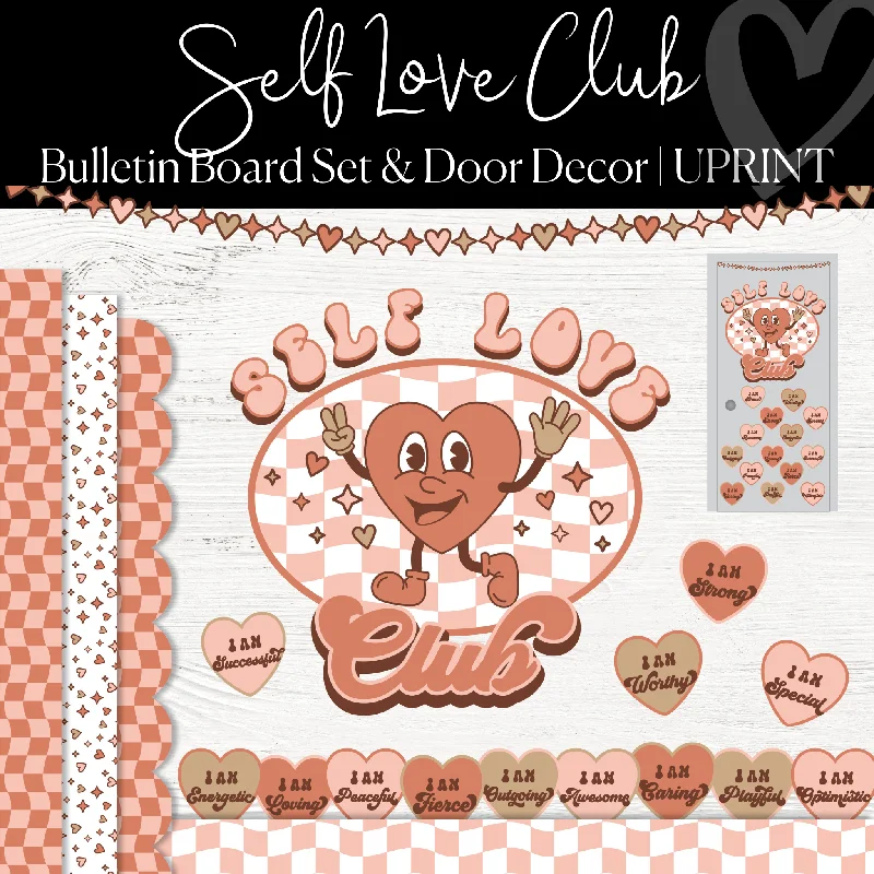 Self Love Club Bulletin Board & Door Decor | UPRINT | Classroom Decor | Schoolgirl Style