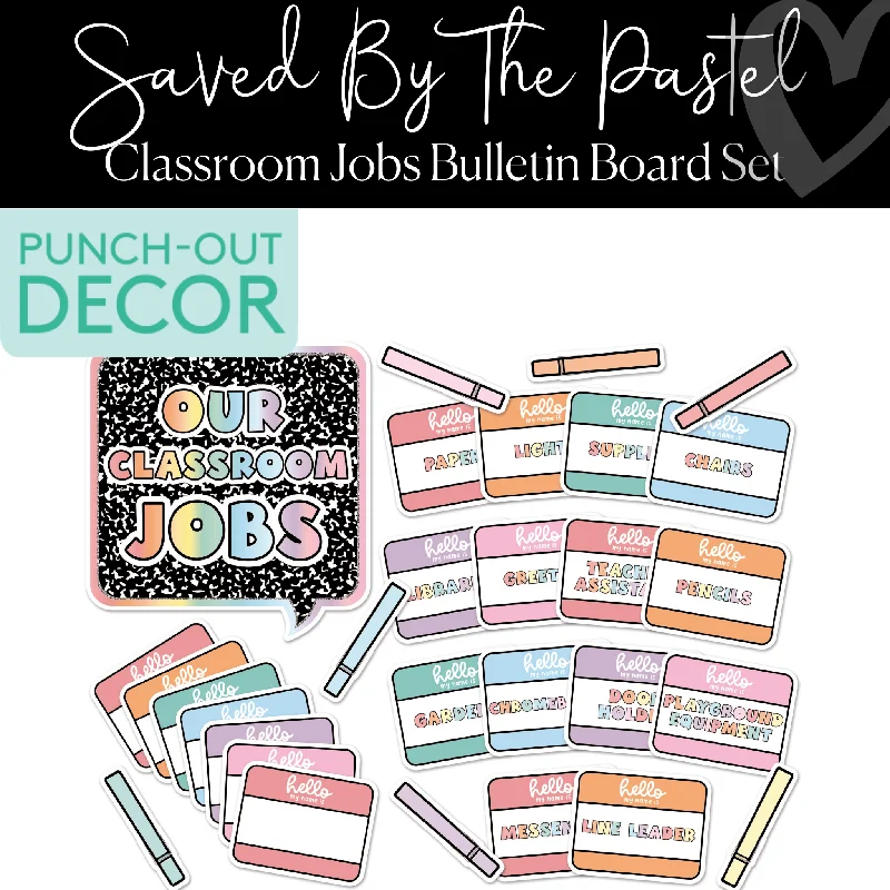 Classroom Jobs | Bulletin Board Set | Saved By The Pastel | Schoolgirl Style