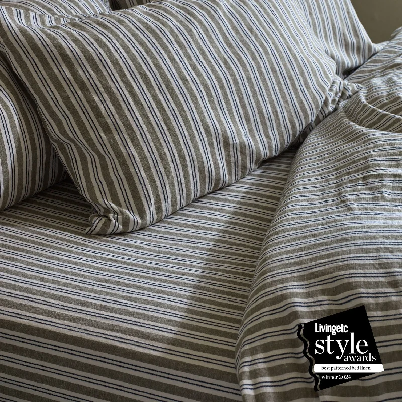 Thyme Somerley Stripe Linen Blend Fitted Sheet