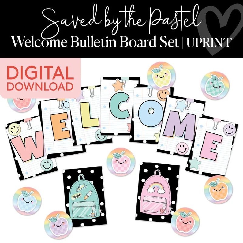 Classroom Welcome | Saved By The Pastel | Printable Classroom Decor | Schoolgirl Style