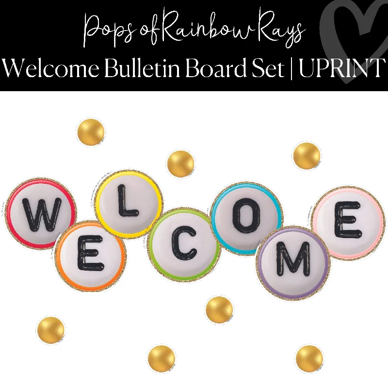 Friendship Bead "Welcome" Bulletin Board Set | Rainbow Classroom Decor | UPRINT | Schoolgirl Style