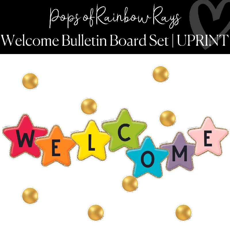 Star "Welcome" Bulletin Board Set | Rainbow Classroom Decor | UPRINT | Schoolgirl Style