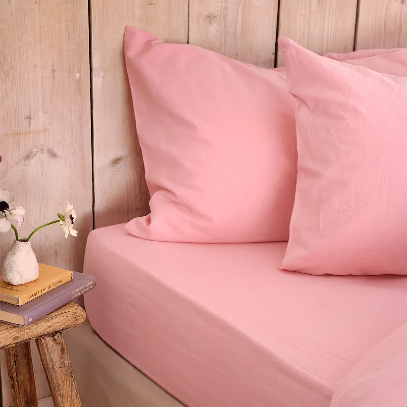 Pink Bloom Linen Blend Fitted Sheet