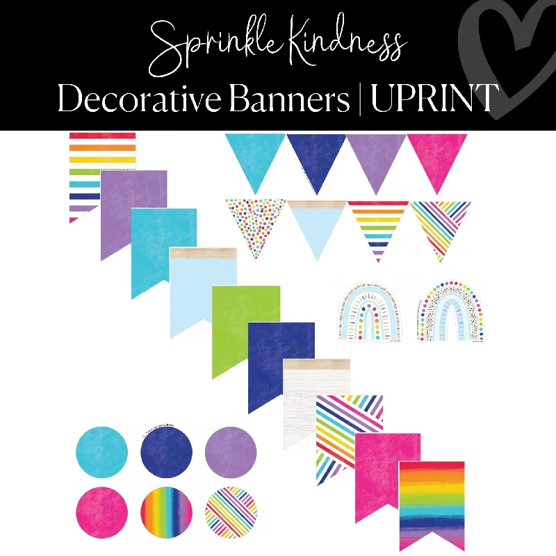 Decorative Classroom Banners | Rainbow Classroom Decor | UPRINT | Sprinkle Kindness | Schoolgirl Style