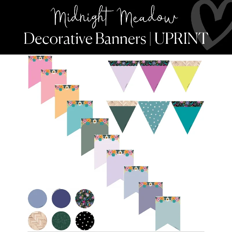 Decorative Classroom Banners | Floral Classroom Decor | Midnight Meadow | UPRINT | Schoolgirl Style