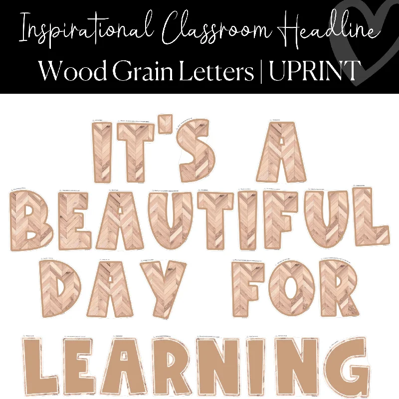 Neutral Bulletin Board Letters | Wood Grain Printable Letters | Teacher Lounge and Office Decor | UPRINT | Schoolgirl Style