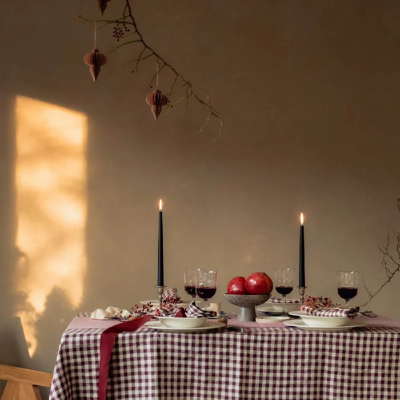 Berry Gingham 100% Linen Tablecloth