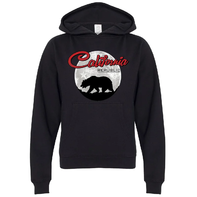 California Republic Full Moon Bear Premium Youth Sweatshirt Hoodie