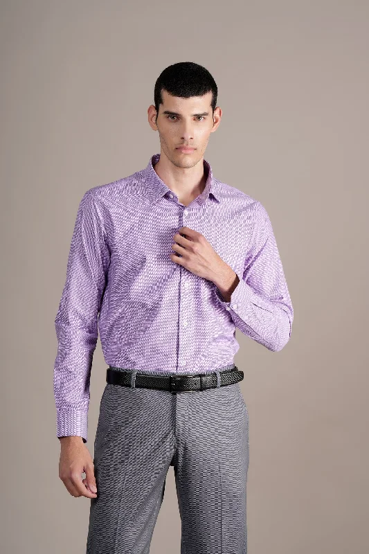 Men's Purple Printed Full Sleeves Formal Shirt