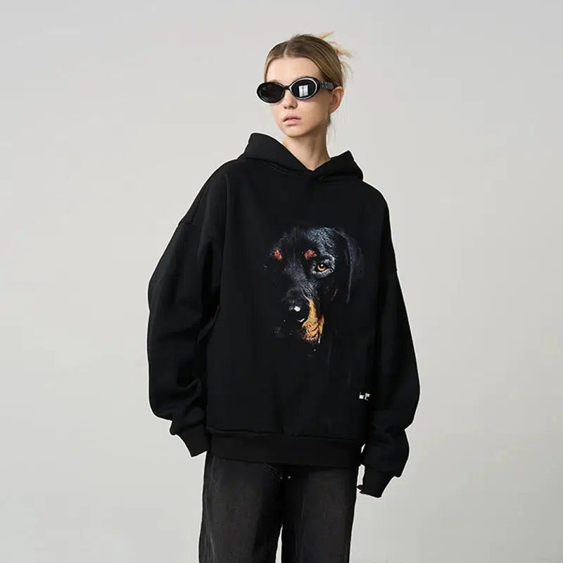 Graphic Dog Print Hoodie