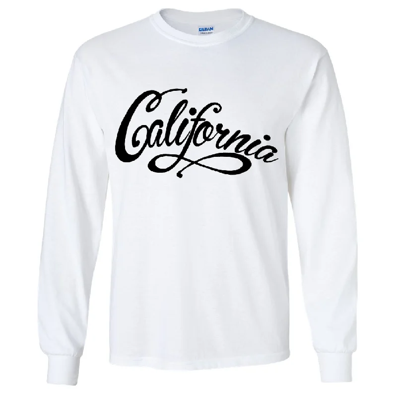 California Beach Script Black Print Long Sleeve Shirt