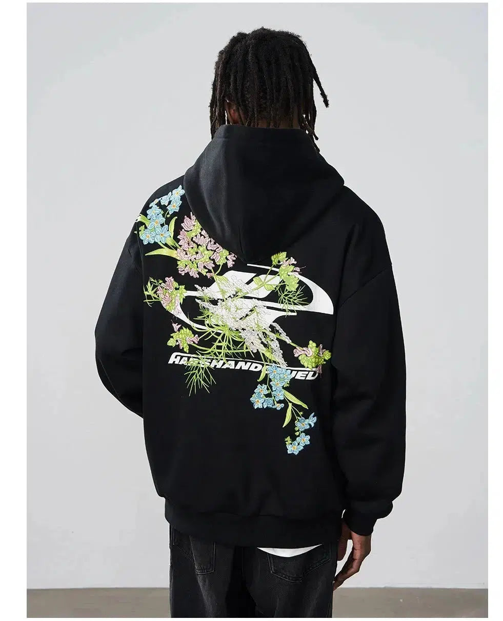 Floral Graphic Back Hoodies