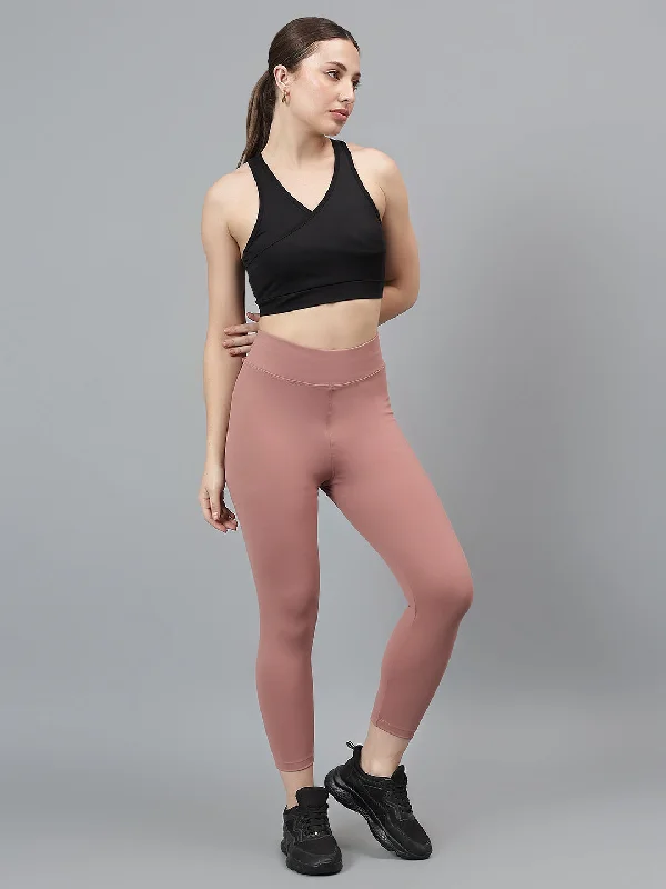 Women's Casual Solid Pink Mid Rise Track Pants