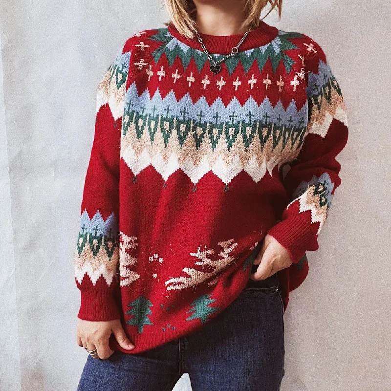 Sparkly Lurex Nordic Fair Isle Eyelash Christmas Pullover Sweater