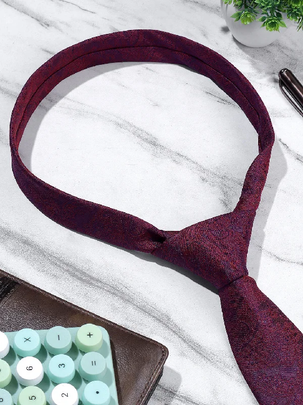 Men's Maroon Paisley Printed Broad Tie