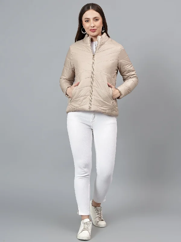 Women's Solid Light Brown Jacket