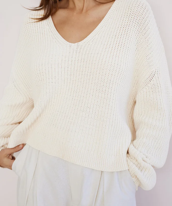 Cropped Cotton Cabin Sweater