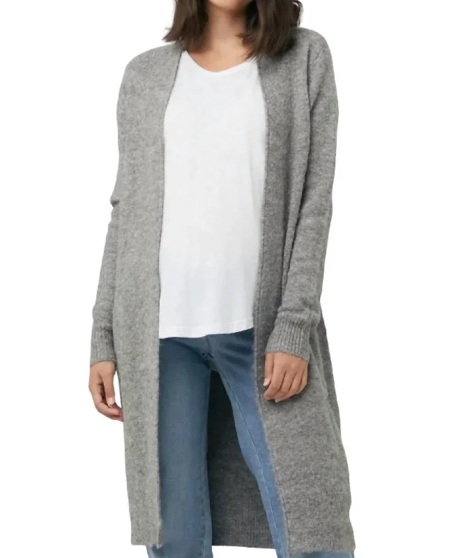 Linda Longline Knit Cardigan In Charcoal