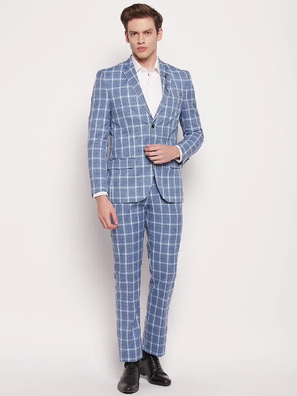 Men Light Blue 2 Piece Suit