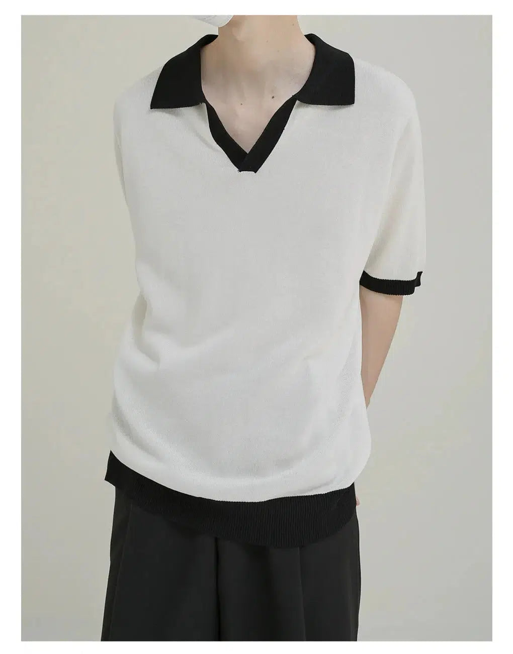 Contrast Color Knitted Polo Shirt