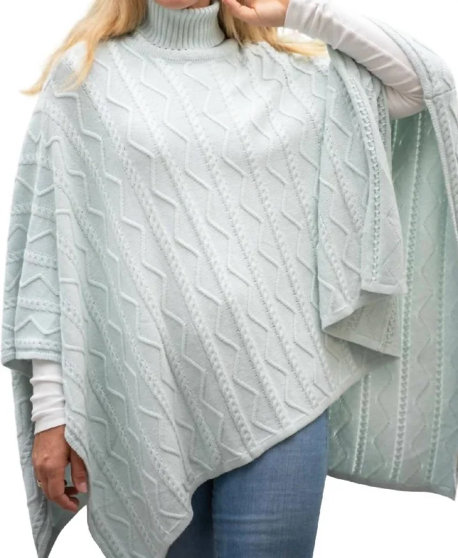 Lightweight Yarn Poncho In Mist