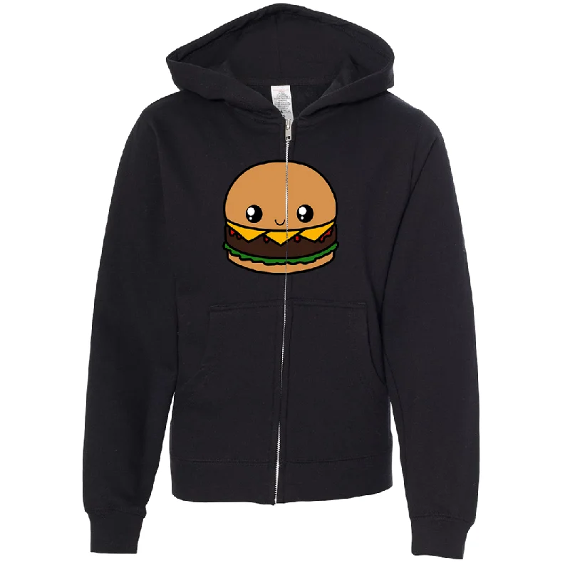 Kawaii Burger Premium Youth Zip-Up Hoodie