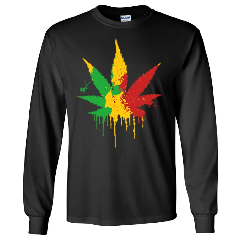 Rasta Pot Leaf Long Sleeve Shirt