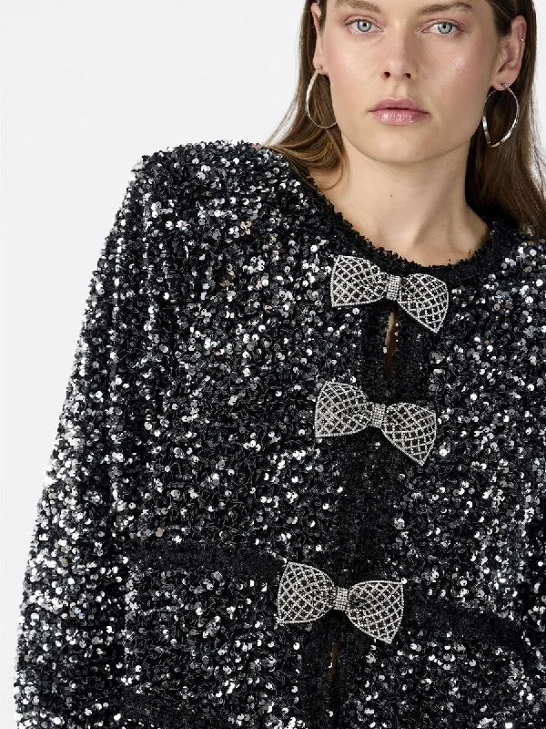 Bow Sequin Jacket (Black)