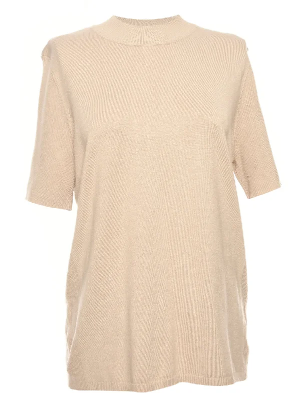 Brown Short Sleeve Jumper - M