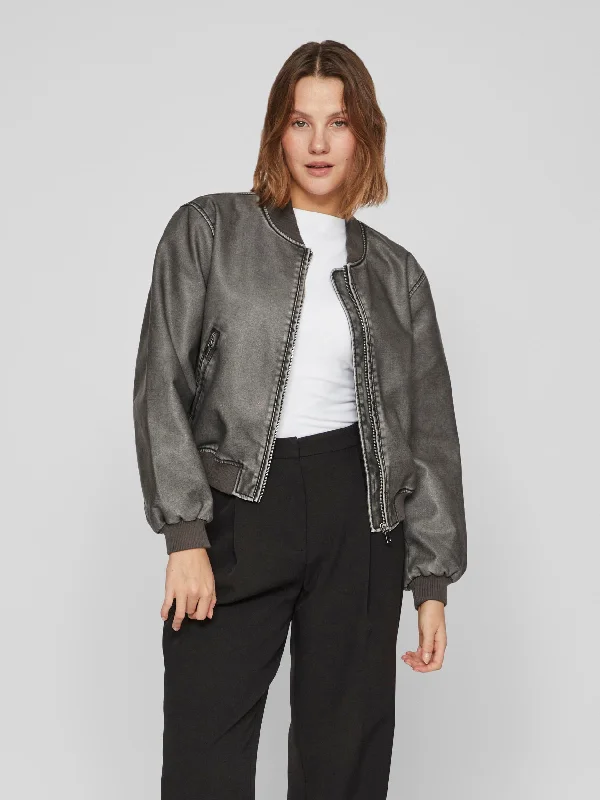 MACKA WASHED BOMBER JACKET (GREY)d