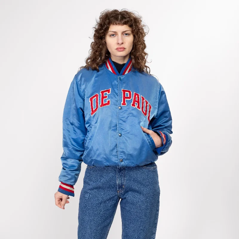 Med-Lrg 80s De Paul University Satin Starter Jacket Unisex