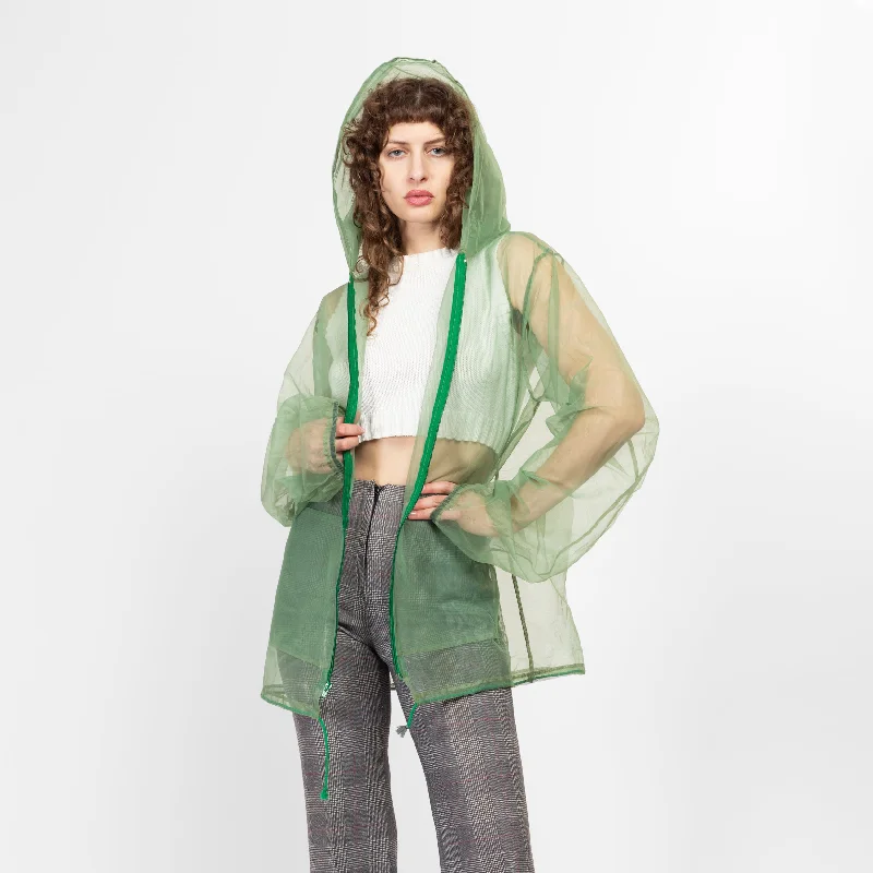 Med-XL 80s Sheer Green Mesh Hooded Jacket