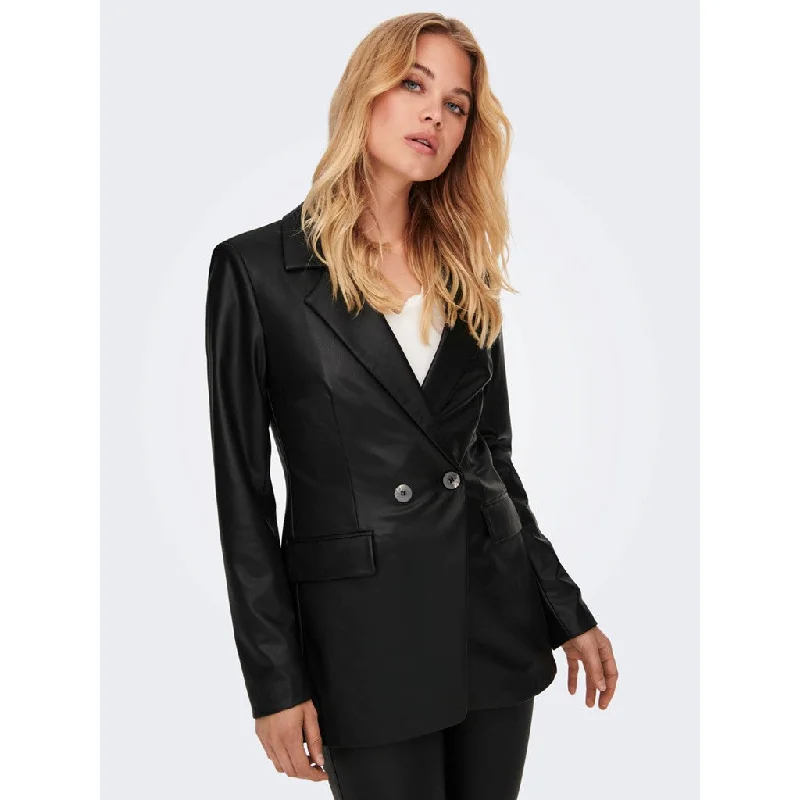 Papaya Faux Leather Blazer