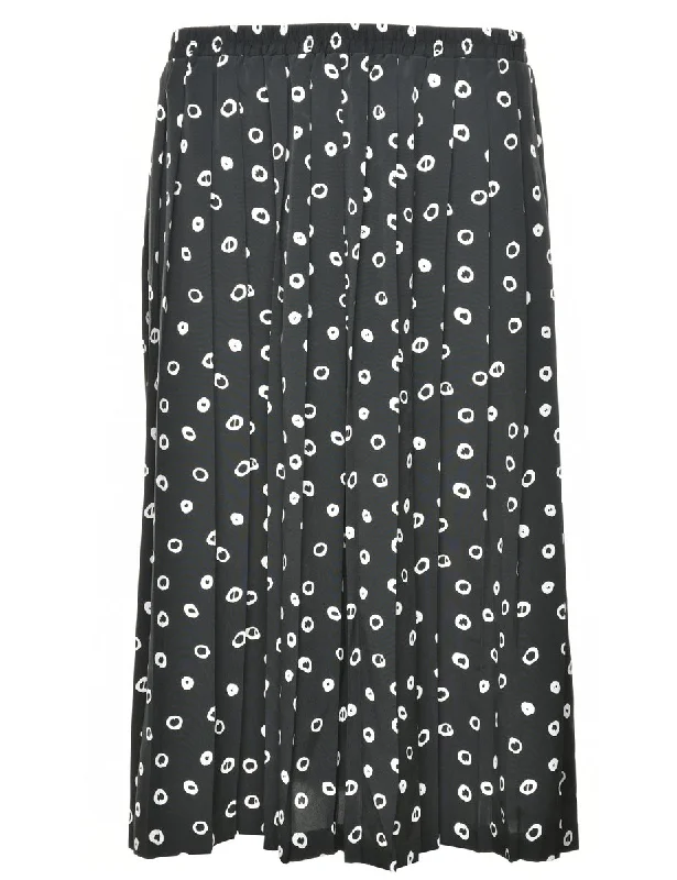 Polka Dots Pleated Skirt - M