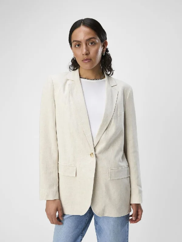 Sigrid Linen Blend Blazer (Sandshell)