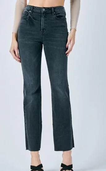 Charcoal High rise Bootcut Jeans with Slit by Hidden Jeans