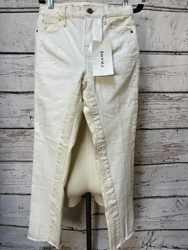 Cream Denim Jeans Cropped Frame, Size 0