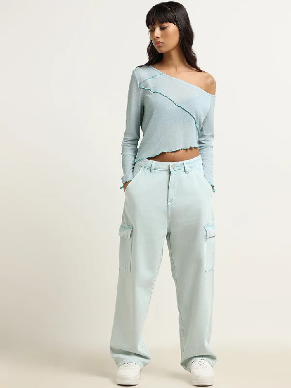 Nuon Blue High Rise Relaxed Fit Jeans