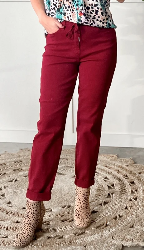 Judy Blue High Waist Scarlet Denim Cuffed Jogger Jeans