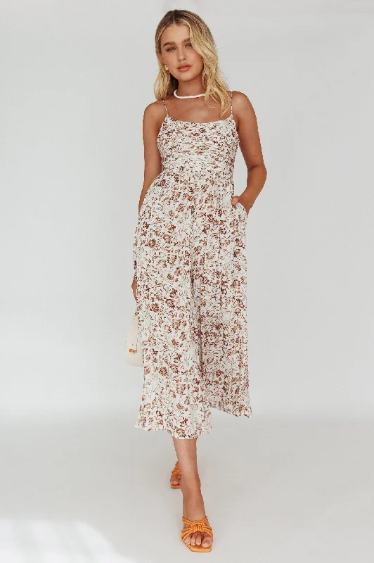 Corrie Gathered Bodice Jumpsuit Floral White