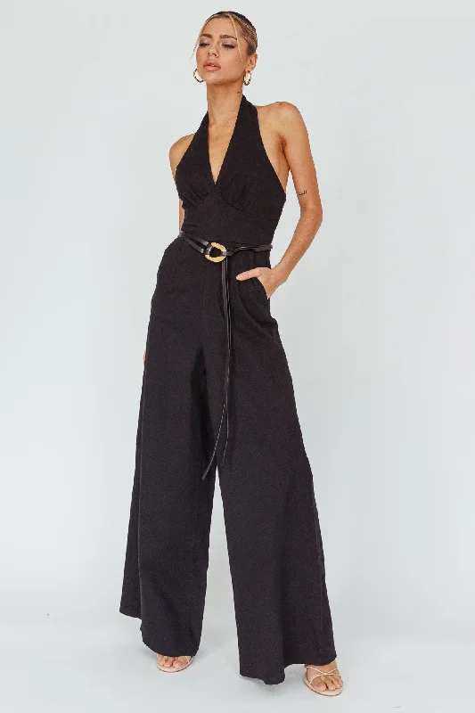 Hilaria Halterneck Jumpsuit Black