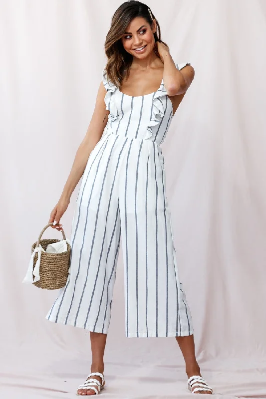 Poet Pinafore Lace-Up Jumpsuit White