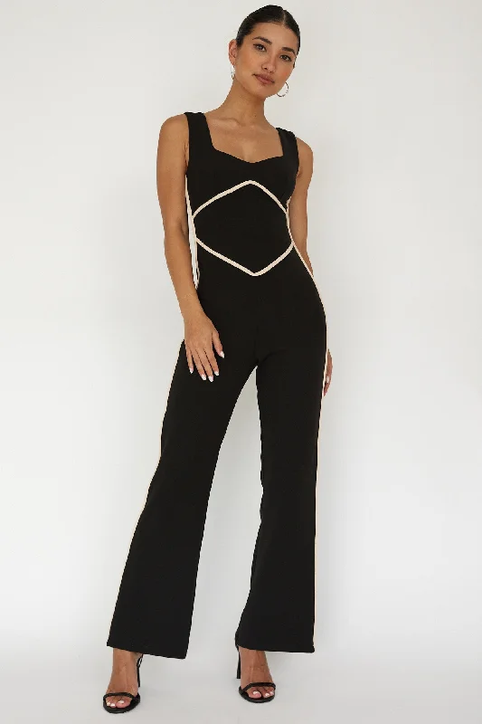 Shenae Piping Trim Jumpsuit Black