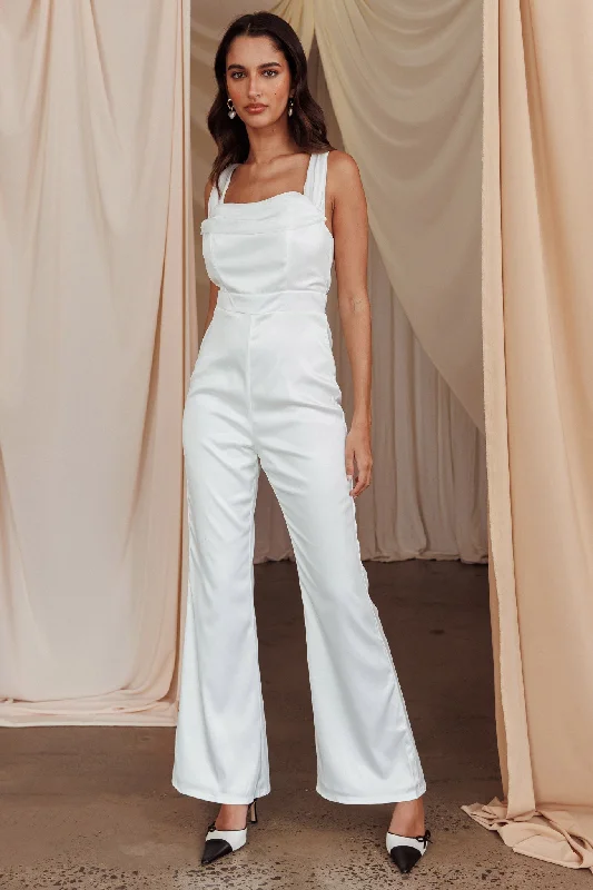 Tarlena Chiffon Neckline Jumpsuit Off-White