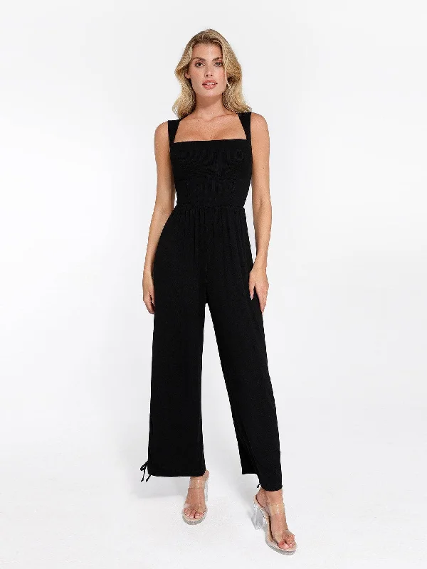 Shapewear Modal Square Neck Tummy Control Wide Leg Jumpsuit