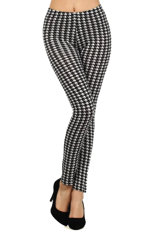 High Waisted Houndstooth Printed Leggings