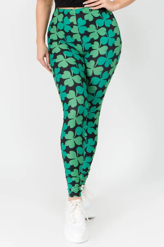 Lucky 4-Leaf Clover Printed Leggings