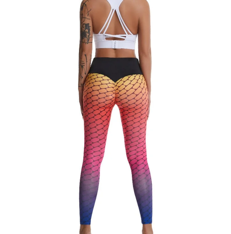 Women Leggings Fitness High Waist Tie Dye Spandex  Seamless Femme Leggings Skinny Bubble Hip-lifting