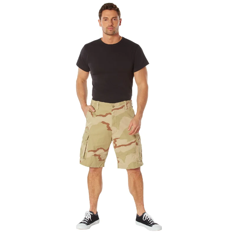 Tri-Color Desert Camouflage - Military Vintage Paratrooper Cargo Shorts