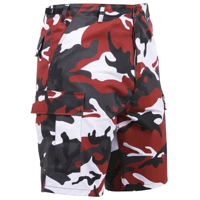 Red Camouflage - Military Cargo BDU Shorts - Polyester Cotton Twill